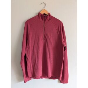 Ibex Quarter Zip Pullover Mens Large 100% Merino Wool Red Hiking Outdoor Camping